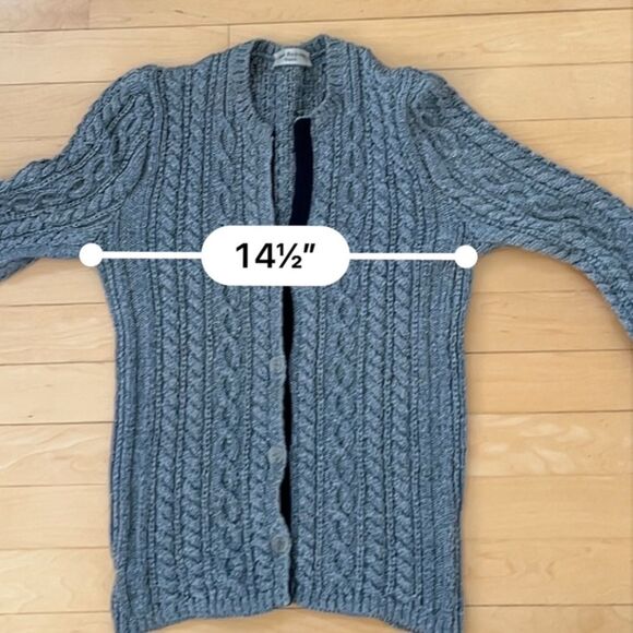 Amina Rubinacci Cable Knit Crewneck Cardigan Sweater  in Gray 8 - Picture 6 of 11